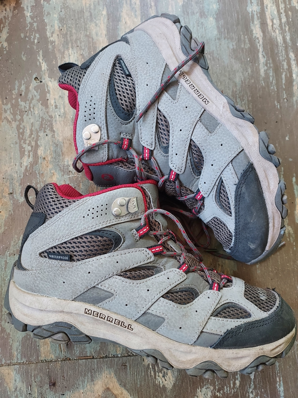 Merrell Women's Grey and Red Waterproof Hiking Shoes